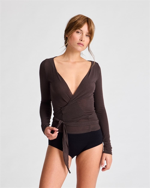 GAI+LISVA ANNE WRAP L/S WOOL TOP MULCH